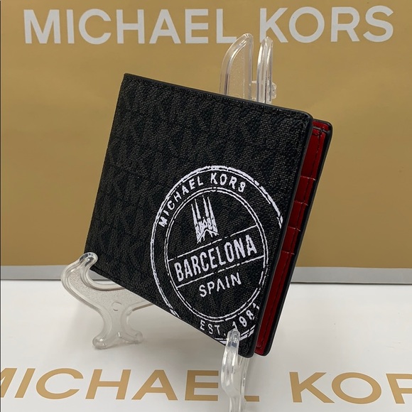 MICHAEL KORS COOPER BIFOLD BLACK/SCARLET - Picture 4 of 16